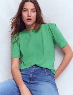 Boden Tops & T-Shirts-T-shirt à manches plissées Aloe Grün