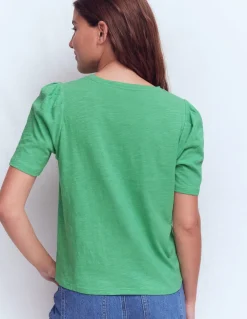 Boden Tops & T-Shirts-T-shirt à manches plissées Aloe Grün