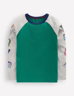 Boden Tops & T-Shirts-T-shirt à manches raglan imprimées Imprimé week-end vert