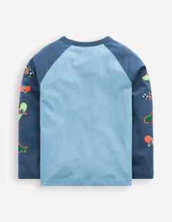 Boden Tops & T-Shirts-T-shirt à manches raglan imprimées Skates week-end bleu