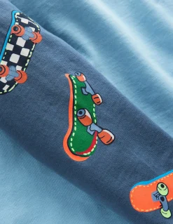 Boden Tops & T-Shirts-T-shirt à manches raglan imprimées Skates week-end bleu