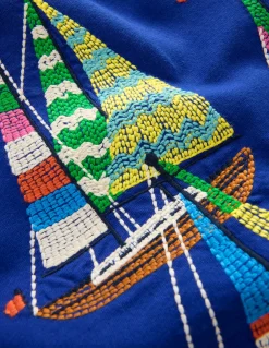 Boden Tops & T-Shirts-T-shirt à super surpiqûres Bateaux bleu mazarine