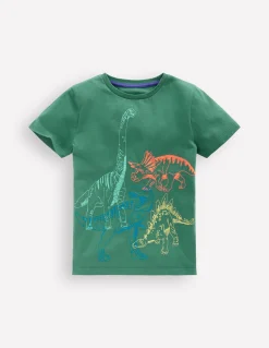 Boden Tops & T-Shirts-T-shirt à surpiqûres linéaires Dinos vert épicéa