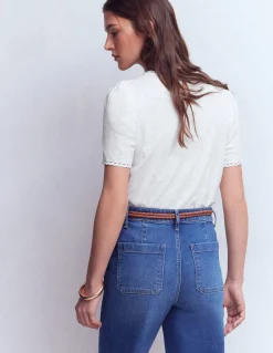 Boden Tops & T-Shirts-T-shirt Ali festonné Blanc