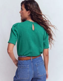 Boden Tops & T-Shirts-T-shirt Ali festonné Bleu sarcelle profond