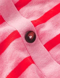 Boden Pulls & Gilets-T-shirt boutonné Agnes en lin Corail hâlé/rose formica