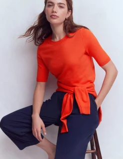 Boden Tenues De Travail|Pulls & Gilets-T-shirt col rond Emilia en coton Orange coucher de soleil