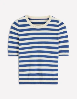 Boden Tenues De Travail|Pulls & Gilets-T-shirt col rond Emilia en coton Bleu denim/ivoire chaud