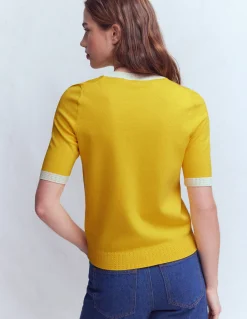 Boden Tenues De Travail|Pulls & Gilets-T-shirt col rond Emilia en coton Jaune ananas, ivoire