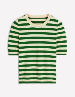 Boden Tenues De Travail|Pulls & Gilets-T-shirt col rond Emilia en coton Rayé vert promenade/ivoire