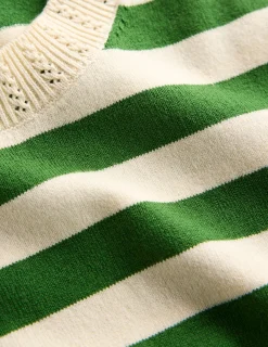 Boden Tenues De Travail|Pulls & Gilets-T-shirt col rond Emilia en coton Rayé vert promenade/ivoire