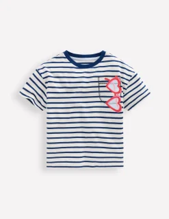 Boden Tops & T-Shirts-T-shirt décontracté à appliqué Lunettes de soleil rayé bleu marine