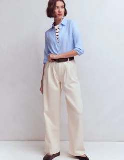 Boden Tops & T-Shirts-T-shirt décontracté en coton Rayé marron et ivoire