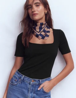 Boden Tenues De Travail|Tops & T-Shirts-T-shirt double épaisseur à col carré Noir