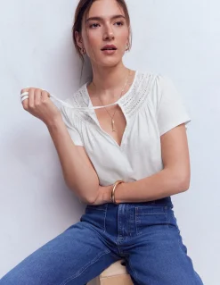 Boden Tops & T-Shirts-T-shirt Edi à détails Blanc