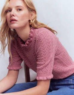 Boden Pulls & Gilets-T-shirt Eloise à volants Orchideenrosa