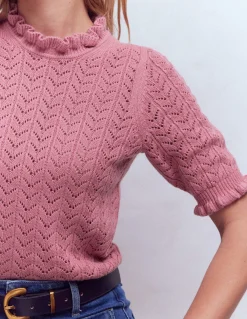 Boden Pulls & Gilets-T-shirt Eloise à volants Orchideenrosa