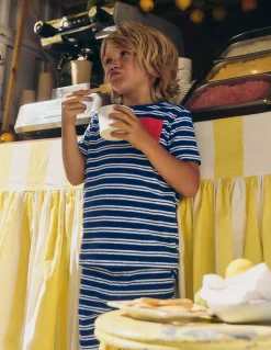 Boden Tops & T-Shirts-T-shirt en éponge à manches courtes Bleu saphir/ivoire