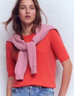 Boden Cachemire|Pulls & Gilets-T-shirt Eva en cachemire Orange ardent chiné