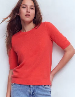 Boden Cachemire|Pulls & Gilets-T-shirt Eva en cachemire Orange ardent chiné
