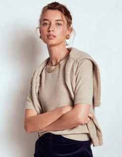 Boden Cachemire|Tenues De Travail-T-shirt Eva en cachemire Chinchilla Chiné