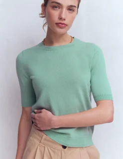 Boden Cachemire|Tenues De Travail-T-shirt Eva en cachemire Bleu céladon