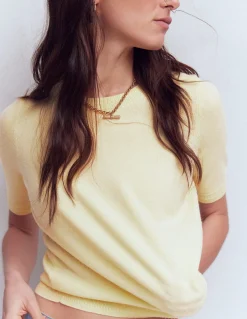 Boden Tenues De Travail|Pulls & Gilets-T-shirt Eva en cachemire Jaune grès