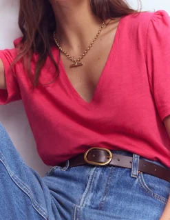 Boden Tops & T-Shirts-T-shirt flammé Sophie à col V Rose virtuel