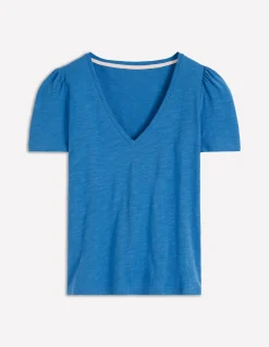 Boden Tops & T-Shirts-T-shirt flammé Sophie à col V Bleu Vallarta