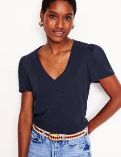 Boden Tops & T-Shirts-T-shirt flammé Sophie à col V Bleu Marine