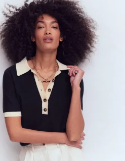 Boden Pulls & Gilets-T-shirt Grace colourblock Bleu marine