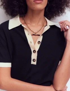 Boden Pulls & Gilets-T-shirt Grace colourblock Bleu marine