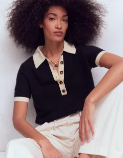 Boden Pulls & Gilets-T-shirt Grace colourblock Bleu marine