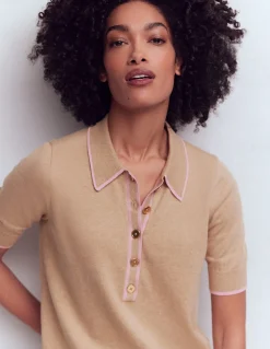 Boden Pulls & Gilets-T-shirt Liz à col tunisien Chinchilla Chiné