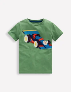 Boden Tops & T-Shirts-T-shirt manches courtes à appliqué Voiture de course vert saule
