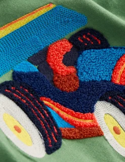 Boden Tops & T-Shirts-T-shirt manches courtes à appliqué Voiture de course vert saule