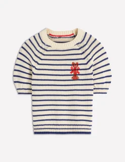 Boden Pulls & Gilets-T-shirt Margot à manches bouffantes Homard ivoire/bleu marine