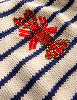 Boden Pulls & Gilets-T-shirt Margot à manches bouffantes Homard ivoire/bleu marine