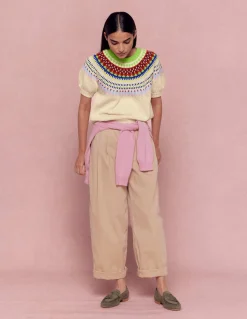 Boden Pulls & Gilets-T-shirt Margot à manches bouffantes Avoine chiné