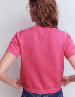 Boden Pulls & Gilets-T-shirt ornementé Punch rose