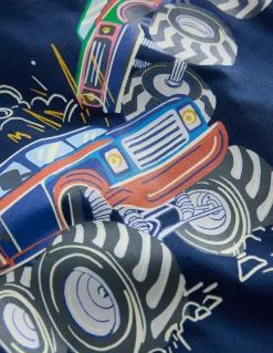 Boden Tops & T-Shirts-T-shirt phosphorescent Monster trucks bleu médiéval