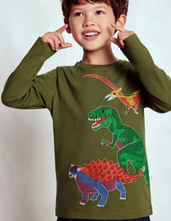 Boden Tops & T-Shirts-T-shirt phosphorescent à super surpiqûres Dino mousse hivernale