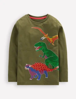 Boden Tops & T-Shirts-T-shirt phosphorescent à super surpiqûres Dino mousse hivernale