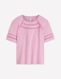 Boden Tops & T-Shirts-T-shirt Poppy à col rond et détails Dauphin rose