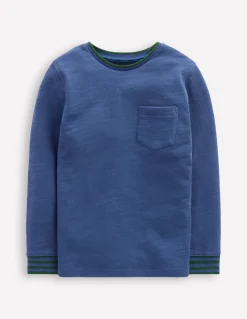 Boden Tops & T-Shirts-T-shirt semi-épais cosy Bleu denim/nuit émeraude
