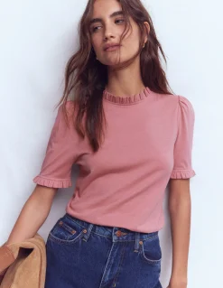 Boden Tops & T-Shirts-T-shirt volanté ultra-doux Rose vintage