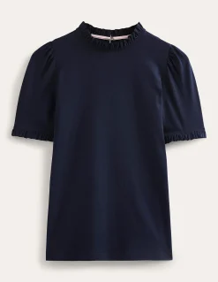 Boden Tops & T-Shirts-T-shirt volanté ultra-doux Bleu Marine, Petits Pois