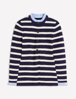 Boden Tenues De Travail|Pulls & Gilets-Veste ajustée Joanna en maille Rayé bleu marine/ivoire chaud