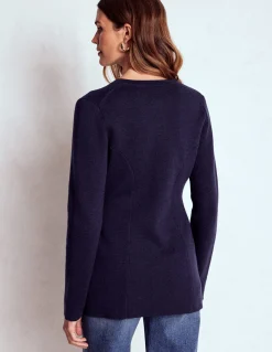 Boden Tenues De Travail|Pulls & Gilets-Veste ajustée Joanna en maille Bleu marine