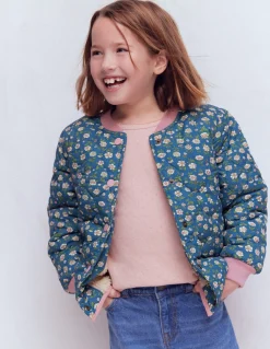 Boden Manteaux & Vestes-Veste bomber fun Motif floral bleu borg